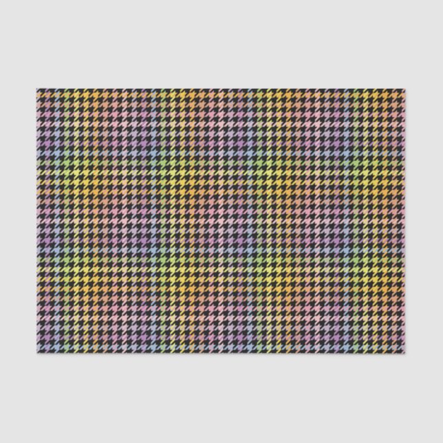 Papier Mousseline Motif Rainbow Houndstooth (Recto)