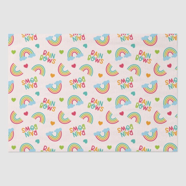Papier Mousseline Motif Rainbows & Clouds (Recto)