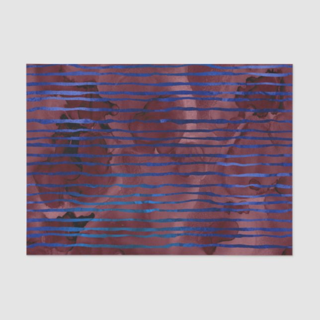 Papier Mousseline Motif rayé bleu marine et bordeaux (Recto)