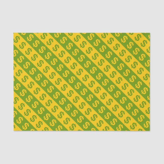 Papier Mousseline Motif rayé des panneaux en dollars vert et jaune (Recto)