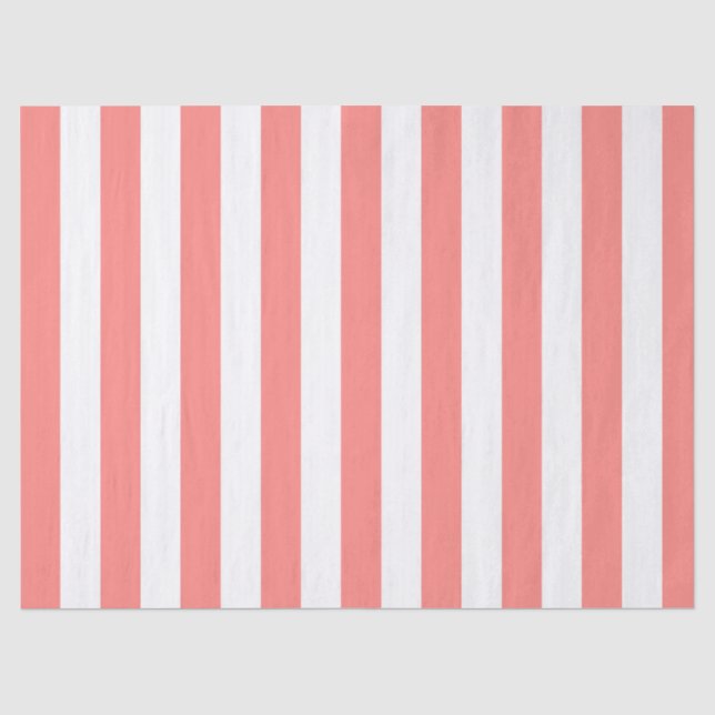 Papier Mousseline Motif rayé élégant blanc corail (Recto)