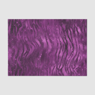 Papier Mousseline Motif Rayures de Tigre Pailleté Glam Ombre Violet