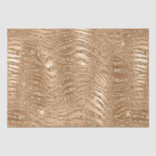 Papier Mousseline Motif rayures de zèbre sauvage paillettes or éléga