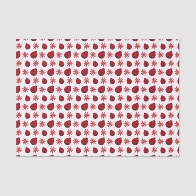 Papier Mousseline Motif Red Daisy Ladybug (Recto)