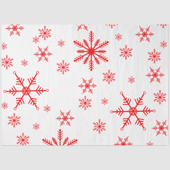 Papier Mousseline Motif Red Snowflake (Recto)
