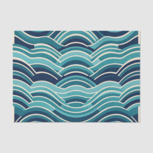 Papier Mousseline Motif répétitif de vagues océaniques géométriques 