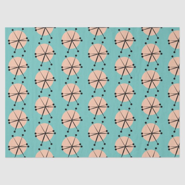Papier Mousseline Motif Retro Atomic Stars (Recto)