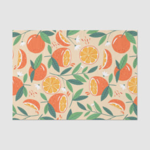 Papier Mousseline Motif rétro de fruits d'agrumes orange