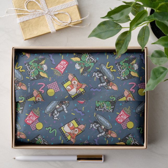Papier Mousseline Motif Rétro-onde Gremlins™ 80's (Cadeau)