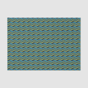Papier Mousseline Motif rétro Super bleu vert gris mer vague
