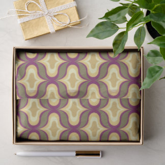 Papier Mousseline Motif Rétro Vert Jaune Blanc