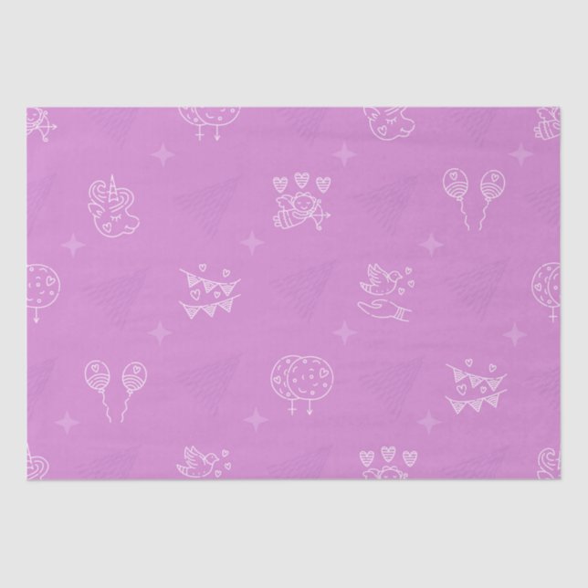 Papier Mousseline Motif romantique rose transparent (Recto)