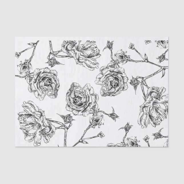 Papier Mousseline Motif rose  (Recto)