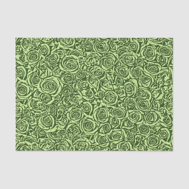 Papier Mousseline Motif Rose Abstrait moderne, Lime Green (Recto)