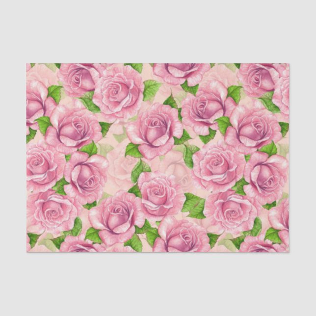 Papier Mousseline Motif rose d'aquarelle rose (Recto)