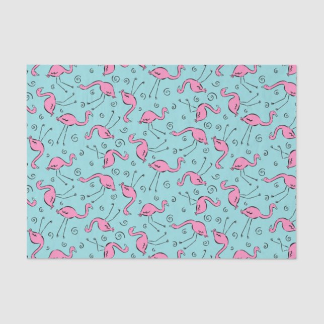 Papier Mousseline Motif rose de Flamants roses (Recto)