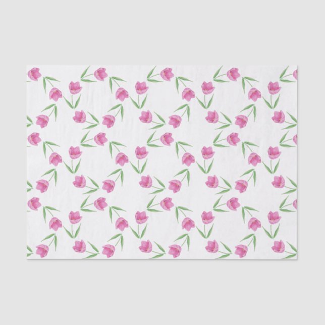 Papier Mousseline Motif rose de tulipes d'aquarelle (Recto)