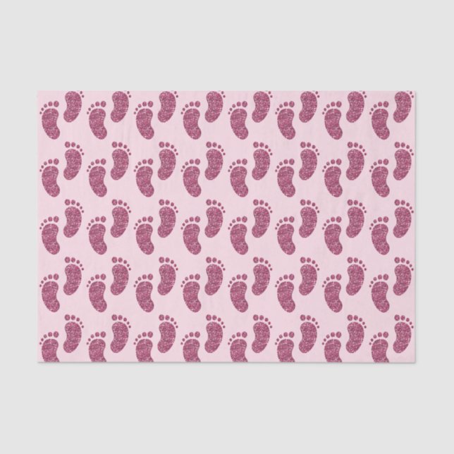 Papier Mousseline Motif rose d'impression de pied de bébé de parties (Recto)