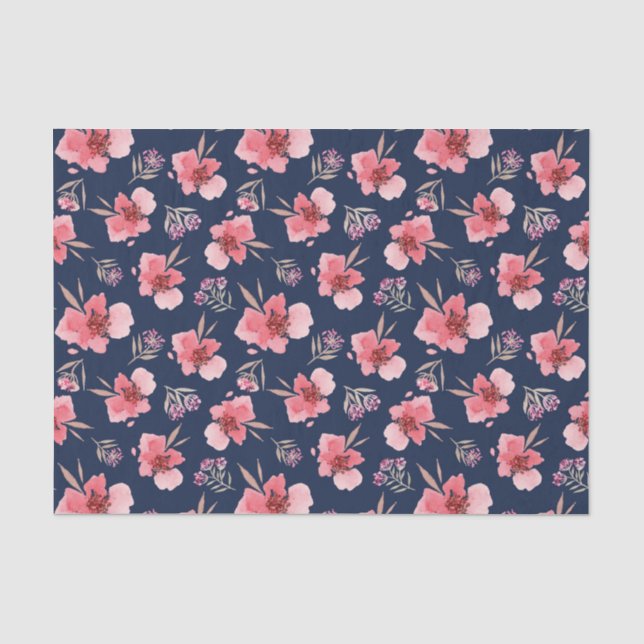 Papier Mousseline Motif rose foncé d'aquarelle (Recto)