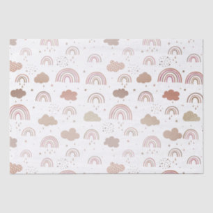 Papier Mousseline Motif rose Gold Rainbow