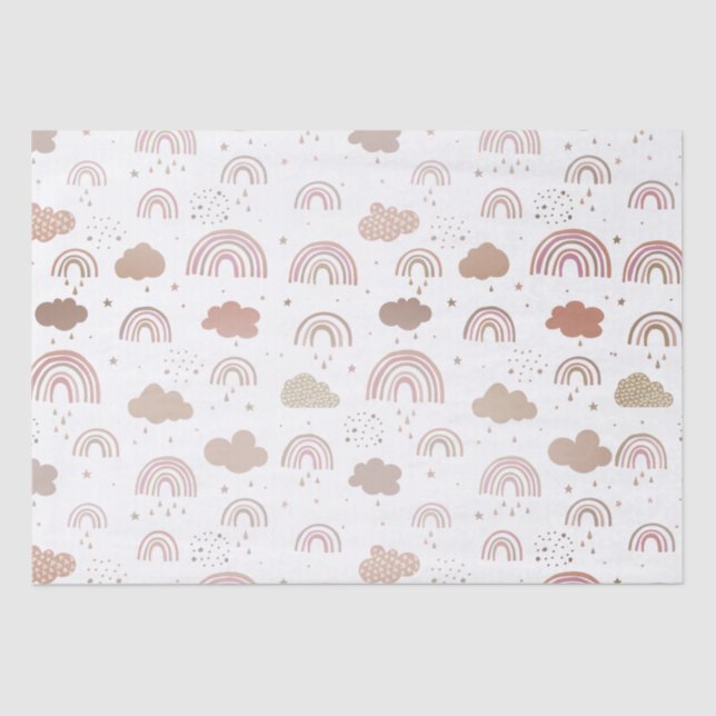 Papier Mousseline Motif rose Gold Rainbow (Recto)