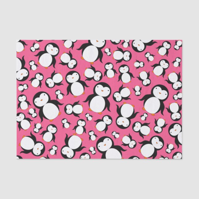 Papier Mousseline Motif rose mignon de pingouin (Recto)