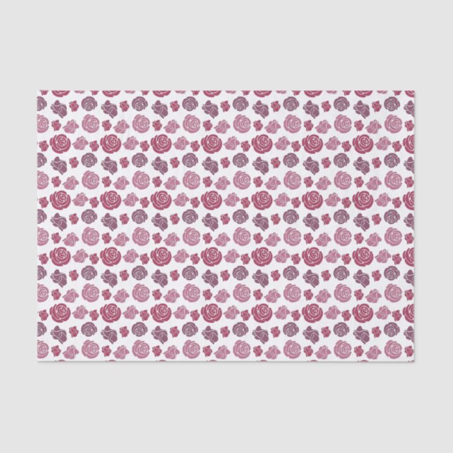 Papier Mousseline Motif Rose mignon rose et violet (Recto)