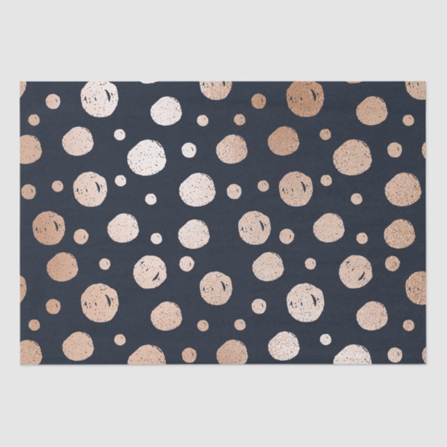 Papier Mousseline motif rose or et points noirs (Recto)