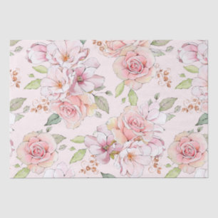 Papier Mousseline Motif rose Pastel rose vintage