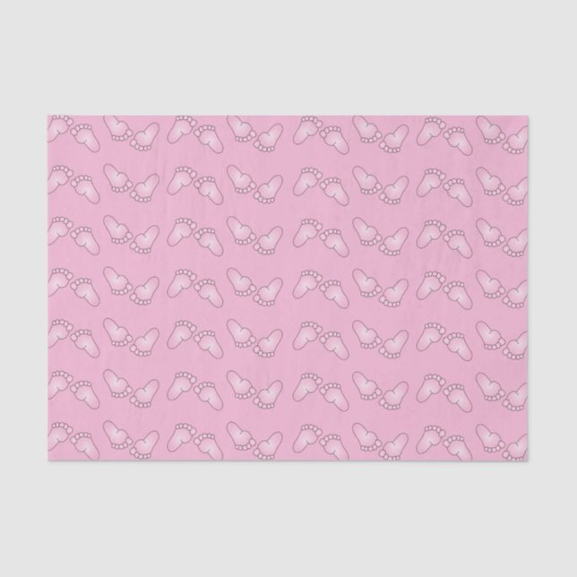 Papier Mousseline Motif rose pieds bébé (Recto)