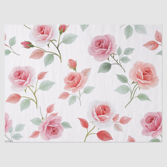 Papier Mousseline Motif rose rose, couleur douce, (Recto)