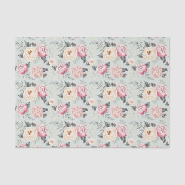 Papier Mousseline Motif rose Rose Garden (Recto)