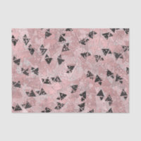 Motif Rose rose or et triangles noir