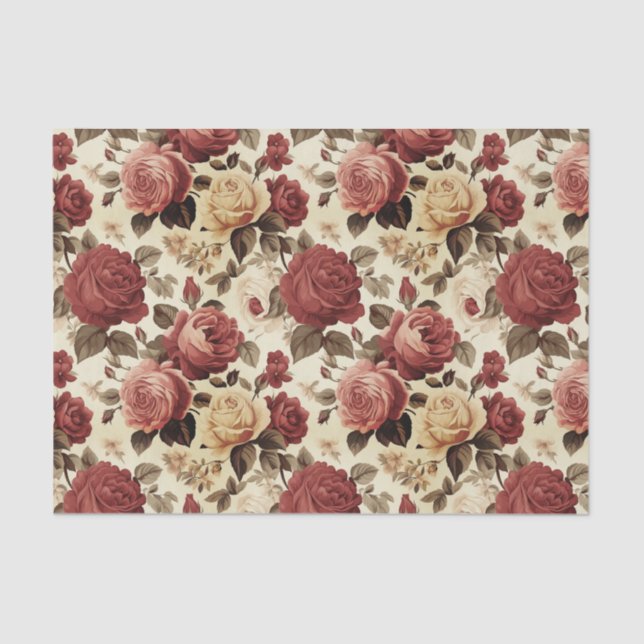 Papier Mousseline Motif Rose vintage du Victoria (Recto)