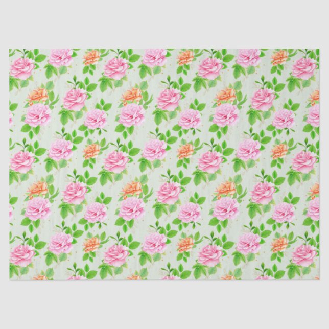 Papier Mousseline Motif Roses Roses Fleurs (Recto)
