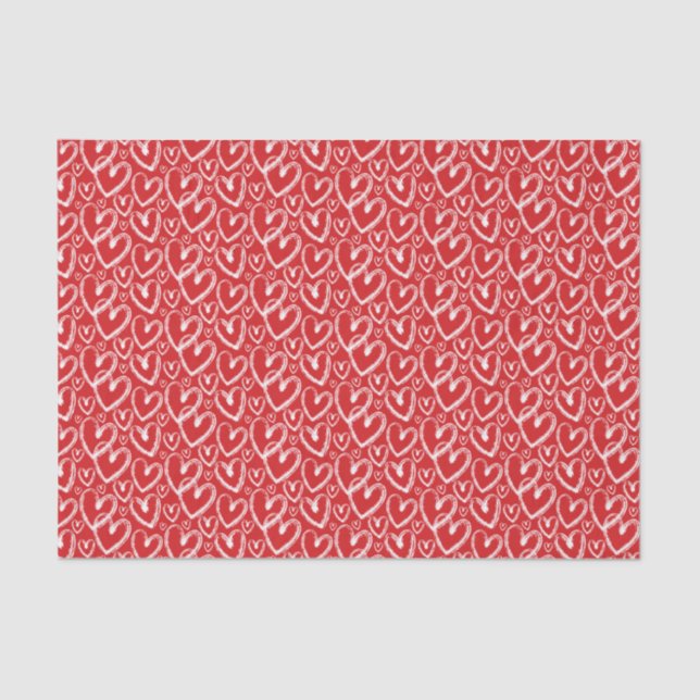 Papier Mousseline Motif rouge blanc du coeur de brosse moderne (Recto)