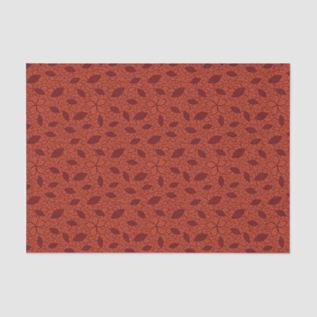 Papier Mousseline Motif rouge de feuille sur l'orange (Recto)