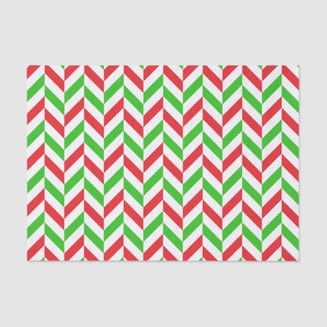 Papier Mousseline Motif rouge et vert Herringbone Noël (Recto)