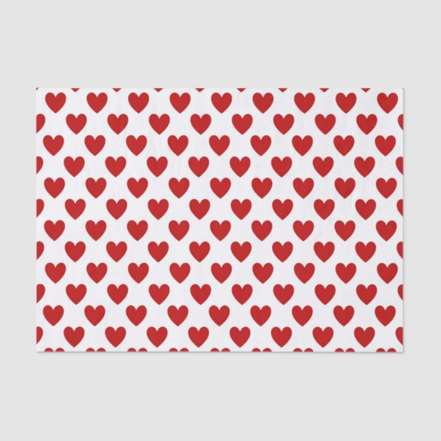 Papier Mousseline Motif rouge mignon de coeurs (Recto)