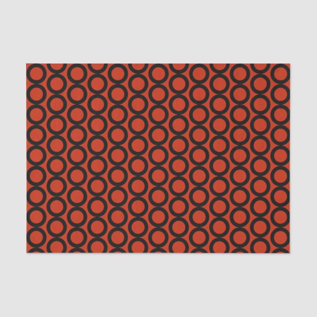 Papier Mousseline Motif Rouge Noir Orange (Recto)