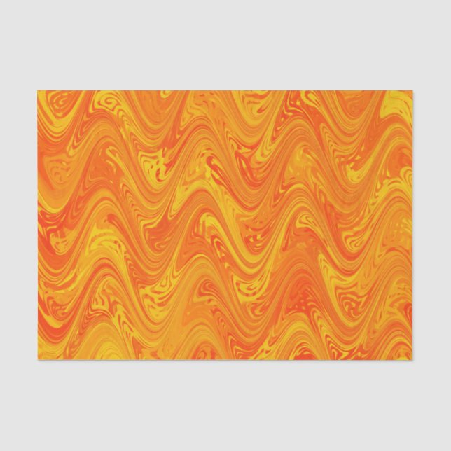 Papier Mousseline Motif rouge orange marbling (Recto)