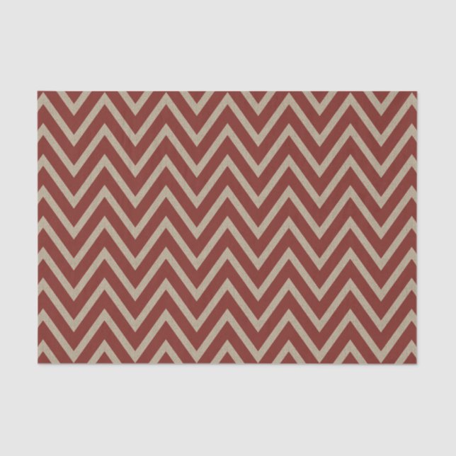 Papier Mousseline Motif rouge rustique de Chevron de toile de jute (Recto)