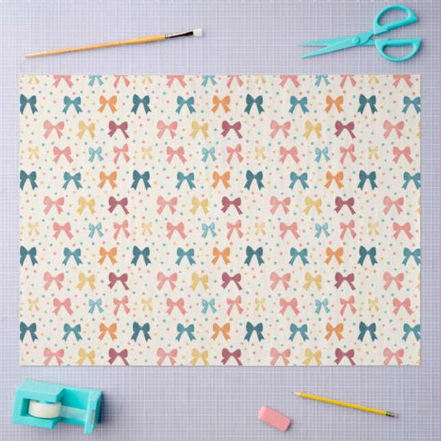 Papier Mousseline Motif ruban coquette à pois (Artisanat)