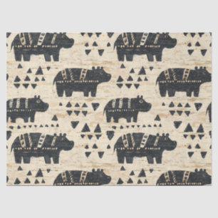 Papier Mousseline Motif Safari Hippopotame Tribal