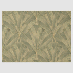 Papier Mousseline Motif Sage Green et Gold Art Déco