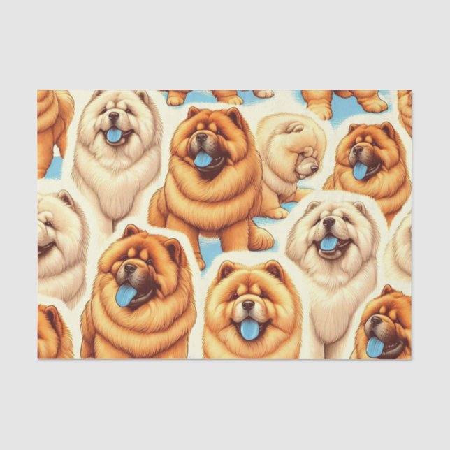 Papier Mousseline Motif sans couture de Chow-Chow Retro (Recto)