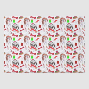 Papier Mousseline Motif sans couture de Noël adorable de Shih Tzu