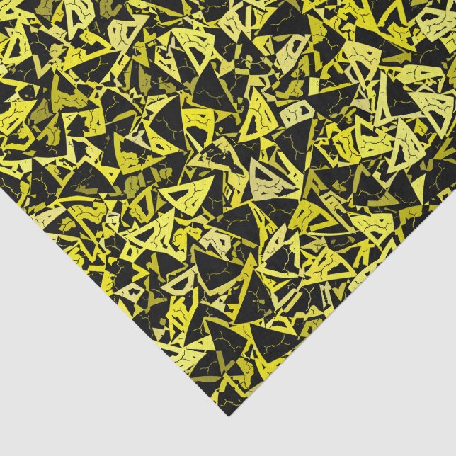 Papier Mousseline Motif sans couture de triangle noir jaune (Détail)