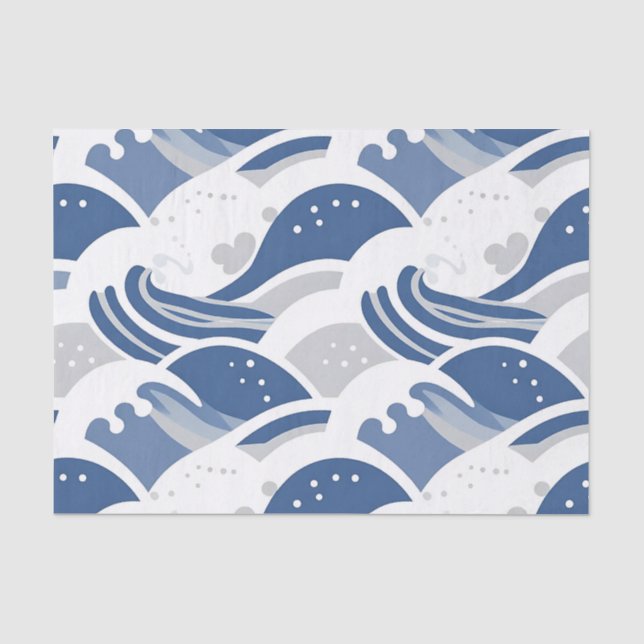 Papier Mousseline Motif sans couture de vagues océaniques (Recto)
