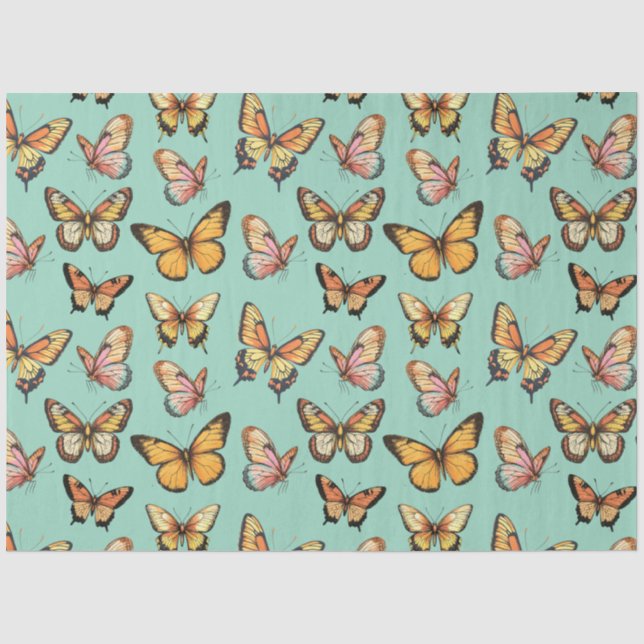 Papier Mousseline Motif sans papillon. Papillon monarque (Recto)